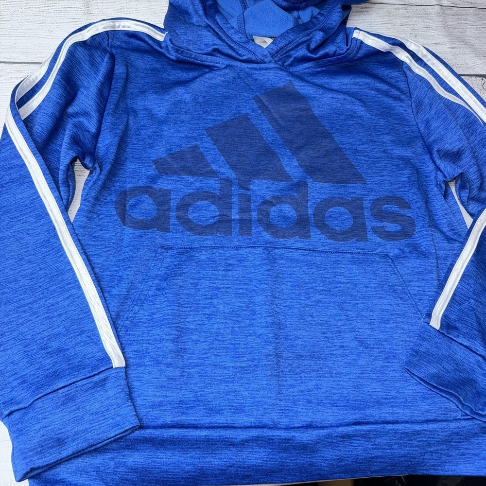 Adidas Youth Medium (10/12) Blue Hoodie Hooded Sweatshirt Boys